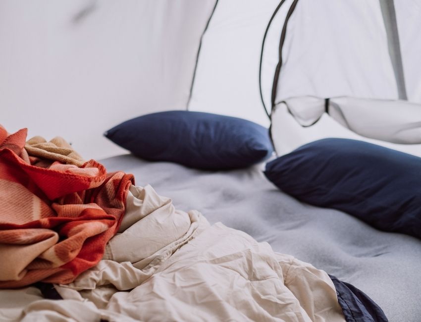 Blanket and Pillow in Tent