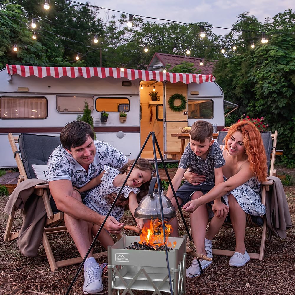 18" Portable Outdoor Fire Pit | Stainless Steel Pop - Up Fireplace - CAMPROS CP