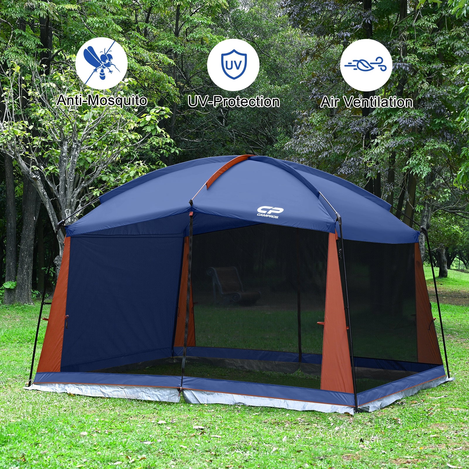 CAMPROS CP 12' × 10' Screen House Tent with Removable Wind &amp; Sun Panel – Outdoor Screen Shelter for Camping &amp; Patio