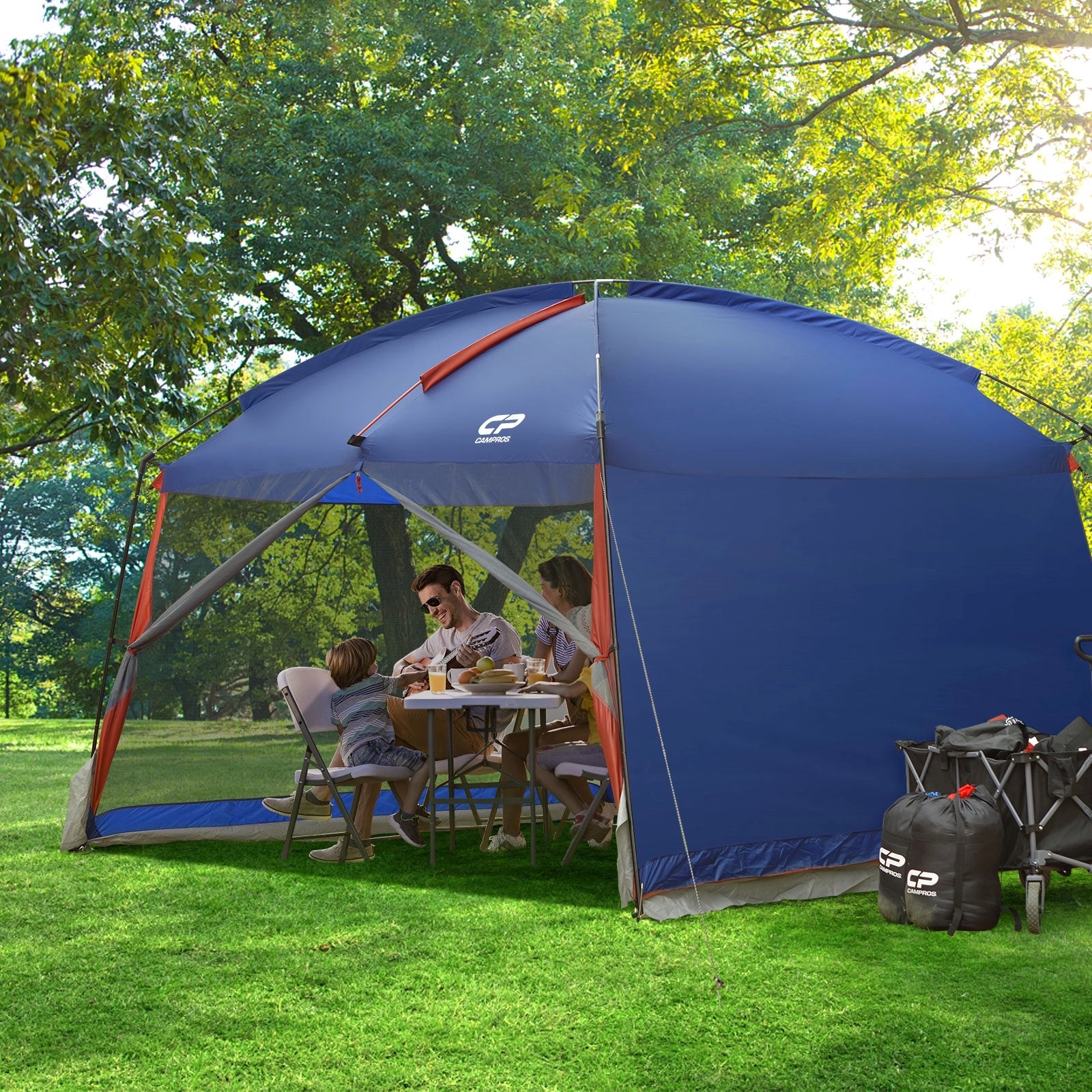 CAMPROS CP 12' × 10' Screen House Tent with Sidewall, 90-Inch Outdoor Screen Shelter for Camping, Patio and Backyard