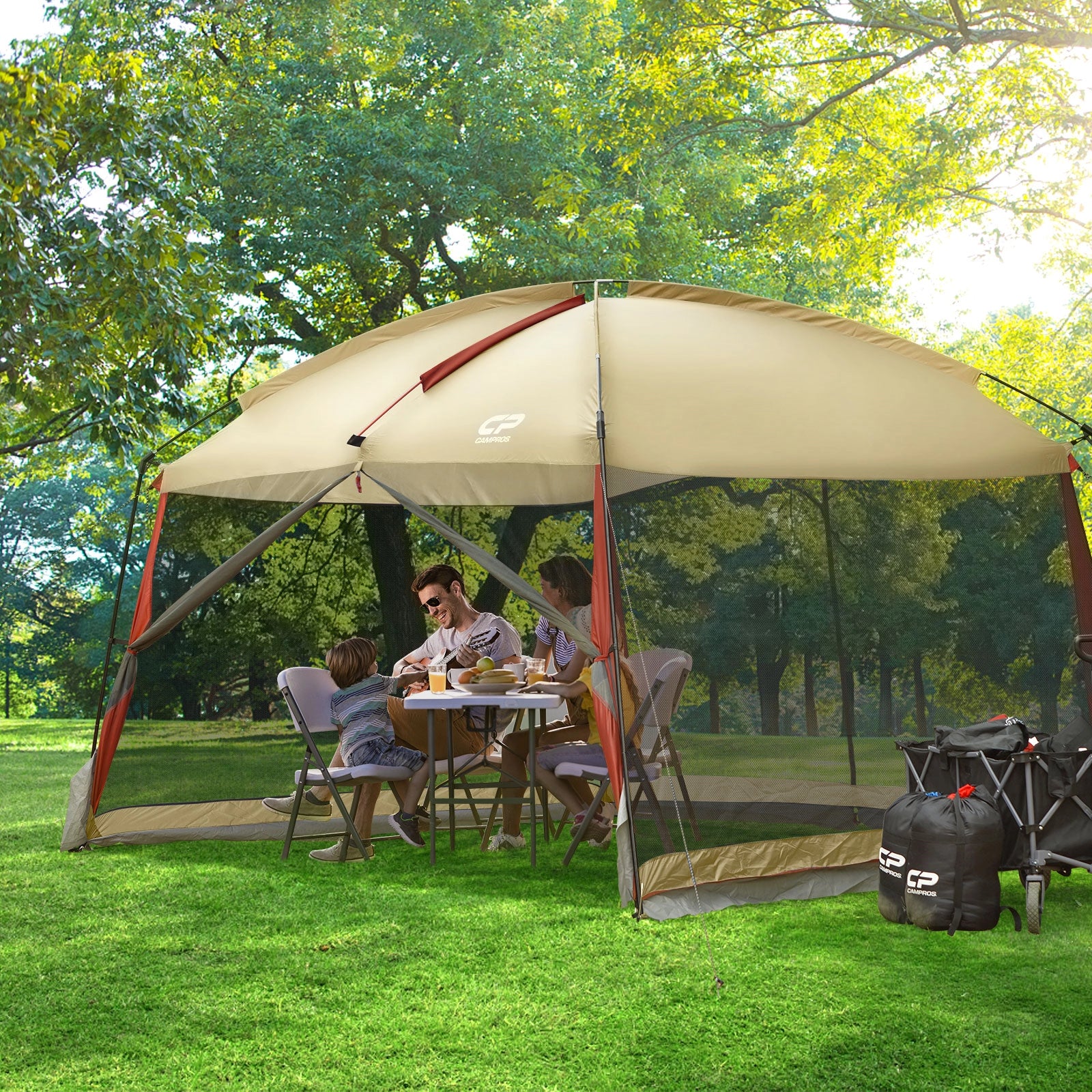 CAMPROS CP 12' × 10' Screen House Tent with Mesh Walls – Outdoor Shelter for Camping & Patio