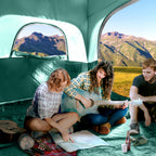 Spacious interior of CAMPROS CP 6-person family tent, roomy camping tent for 6 people with high ceiling