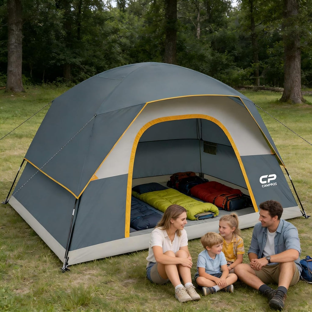 6 Person Camping Tent, Waterproof Windproof Easy Setup Dome Tent - CAMPROS CP