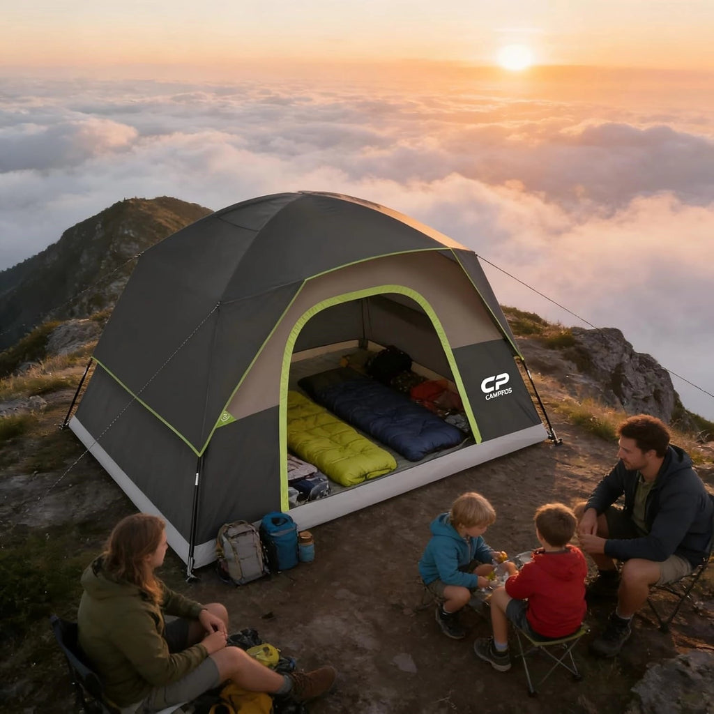 6 Person Camping Tent, Waterproof Windproof Easy Setup Dome Tent - CAMPROS CP