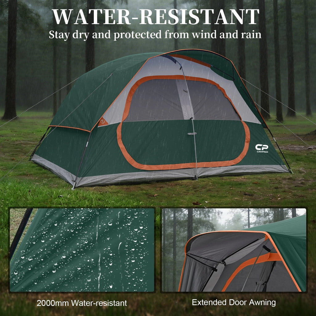 6/8 Person Family Camping Tent, Waterproof & Easy Setup Outdoor Dome Tent - CAMPROS CP