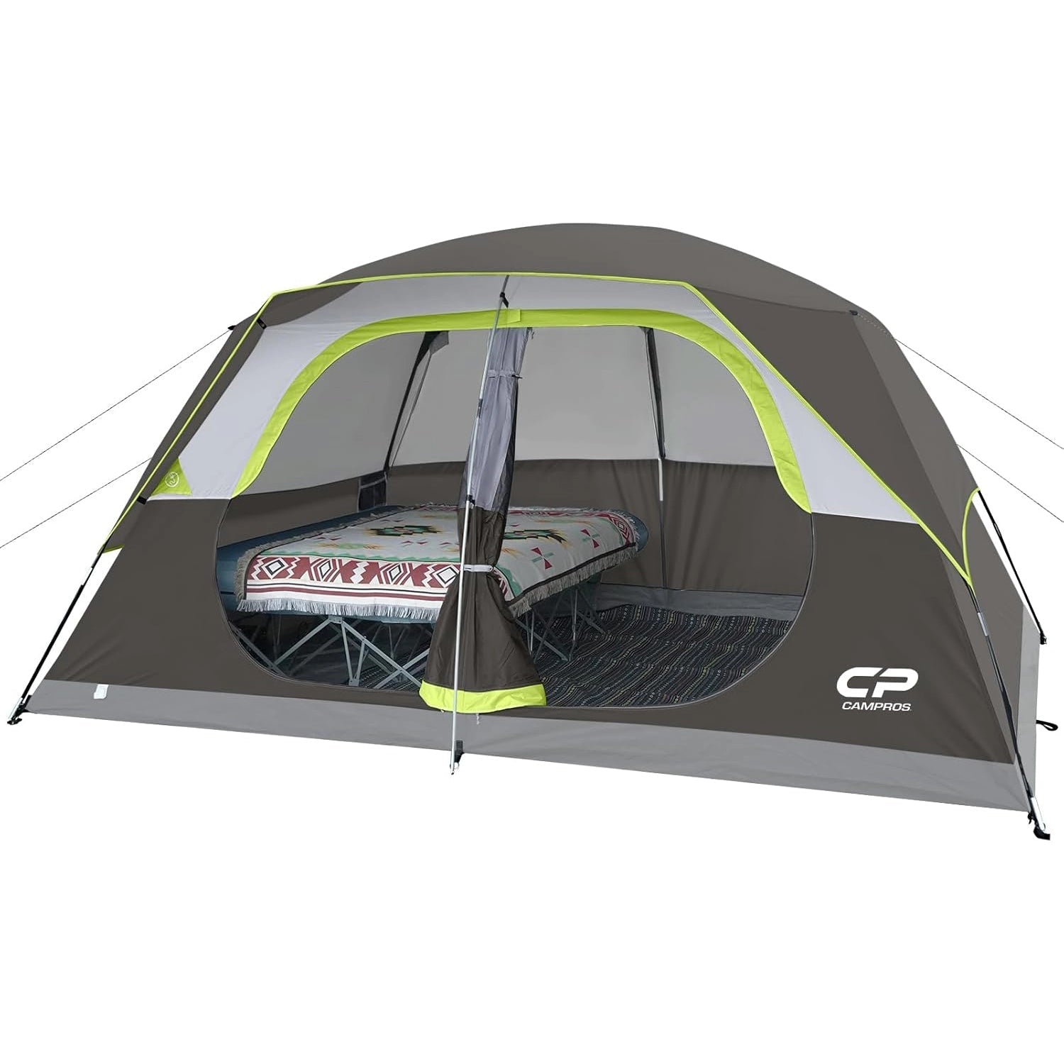 CAMPROS CP Tent 8 Person Camping Tents Weather Resistant Family Tent 5 Large Mesh Windows Double Layer Divided Curtain for Separated Room