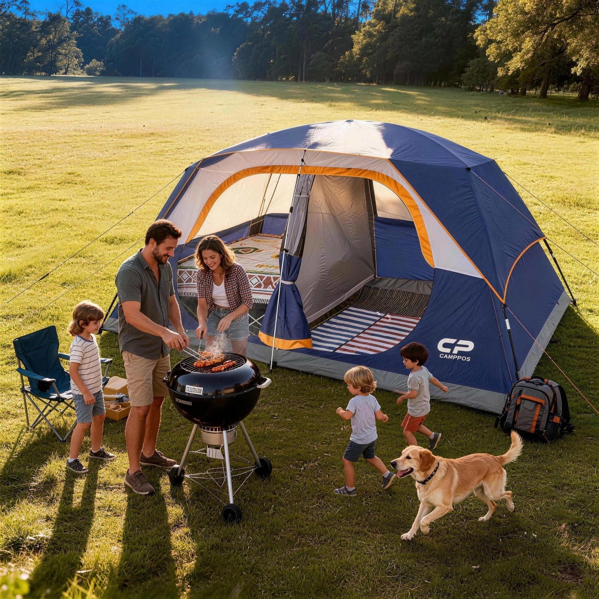 CAMPROS CP Tent-8-Person-Camping-Tents, Waterproof Windproof Family Tent, 5 Large Mesh Windows, Double Layer, Divided Curtain fo
