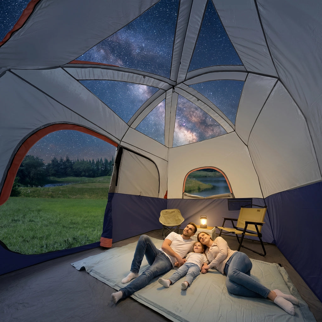 CAMPROS CP 6-Person Family Camping Tent | Rainproof Durable Dome Tent with Large Mesh Windows, 72in Center Height