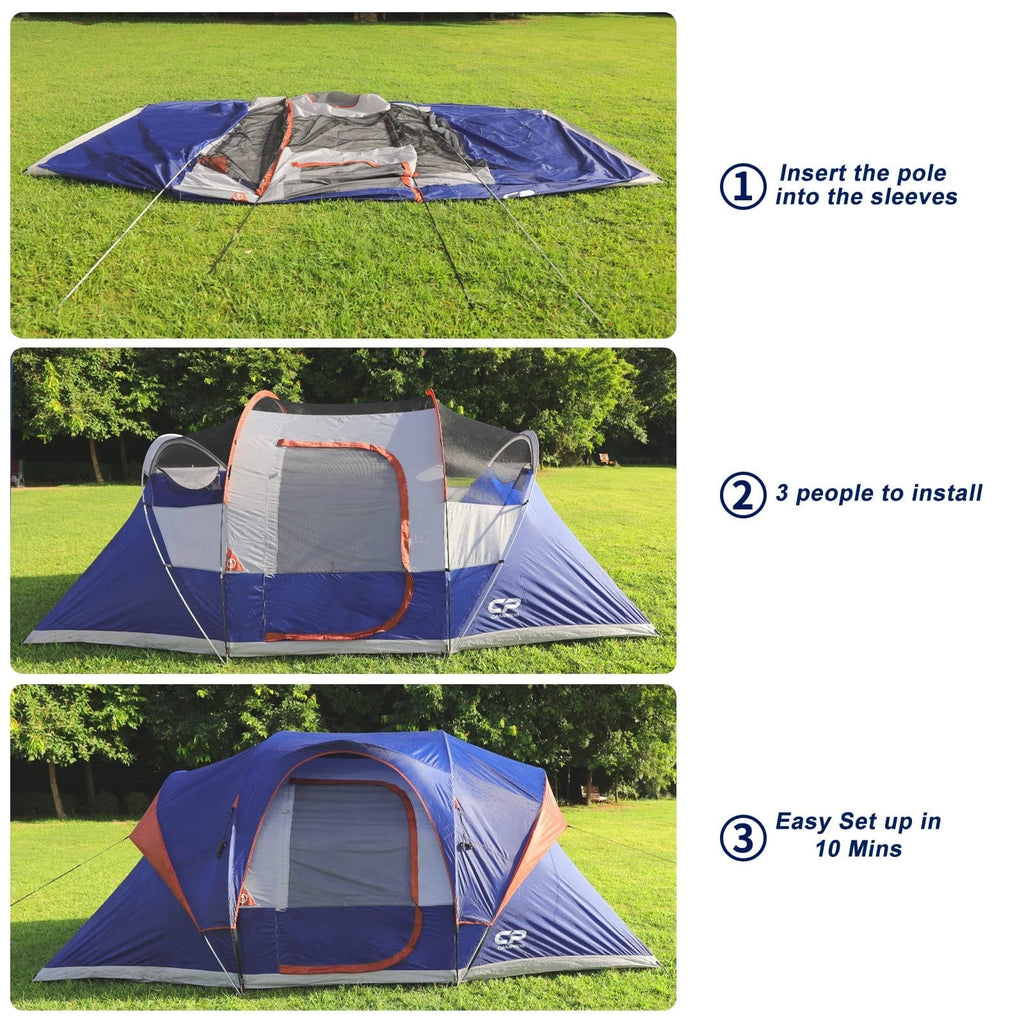 CAMPROS CP 10-Person Family Cabin Tent | Waterproof 2-Room Camping Tent - Camping Tents - CAMPROS CP