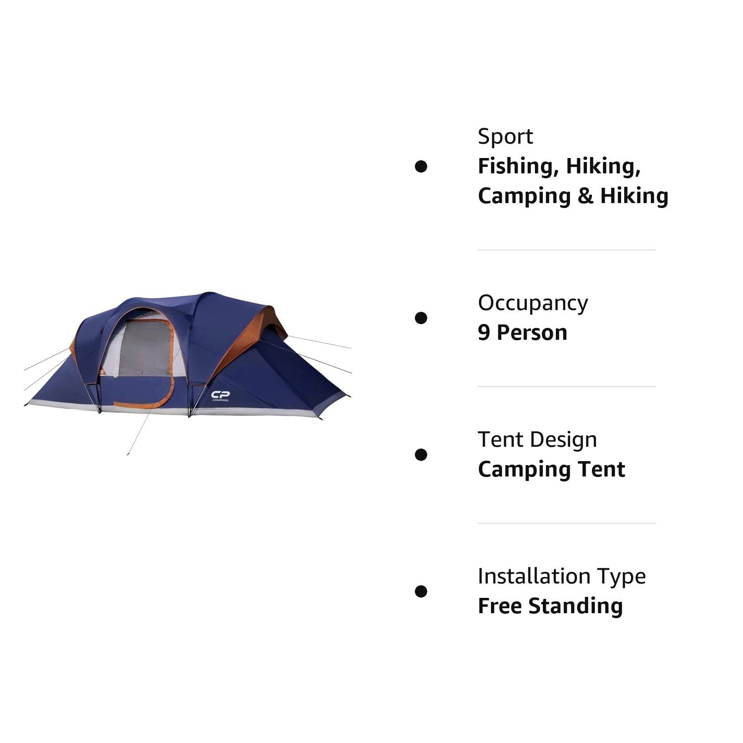 CAMPROS CP 10-Person Family Cabin Tent | Waterproof 2-Room Camping Tent - Camping Tents - CAMPROS CP