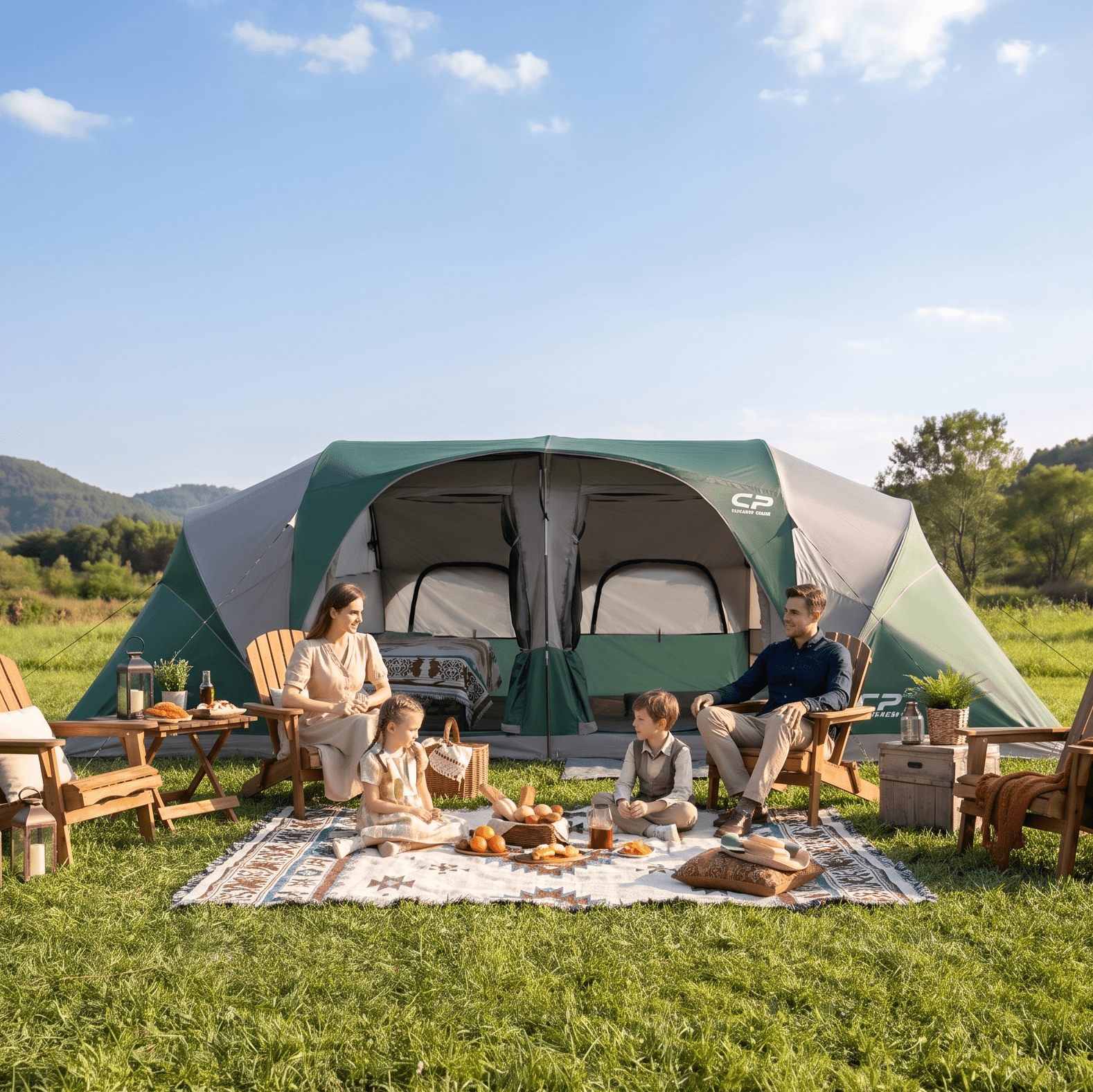 CAMPROS CP 12-Person Family Camping Tent | Rainproof Durable 3-Room Dome Tent for Big Families, Quick 10-Min Setup - CAMPROS CP