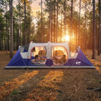 CAMPROS CP 12-Person Family Camping Tent | Rainproof Durable 3-Room Dome Tent for Big Families, Quick 10-Min Setup - CAMPROS CP