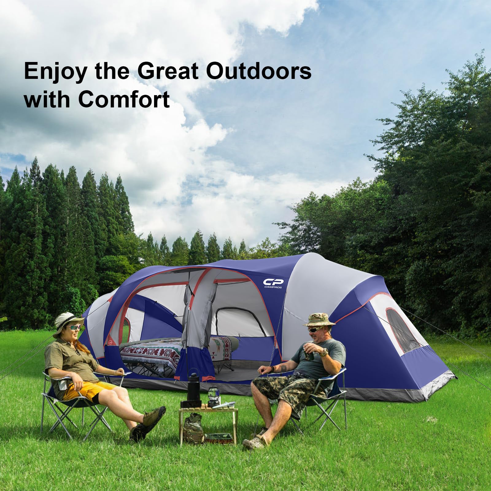 CAMPROS CP 12 - Person Family Tent with 3 Private Rooms | 20' x 9' x 72"H Large Camping Tent | Amazon Best Seller - CAMPROS CP