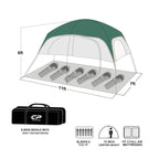 CAMPROS CP 6-Person Family Camping Tent | Rainproof Durable Dome Tent with Large Mesh Windows, 72in Center Height - Camping Tents - CAMPROS CP