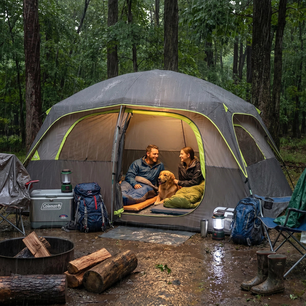 CAMPROS CP 6-Person Family Camping Tent | Rainproof Durable Dome Tent with Large Mesh Windows, 72in Center Height - Camping Tents - CAMPROS CP