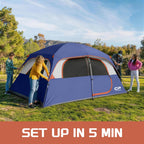 CAMPROS CP 6 - Person Family Camping Tent - Top - Rated Upgraded Waterproof Dome Tent with Rainfly - Camping Tents - CAMPROS CP