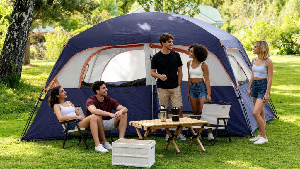 CAMPROS CP 6 - Person Family Camping Tent - Top - Rated Upgraded Waterproof Dome Tent with Rainfly - Camping Tents - CAMPROS CP