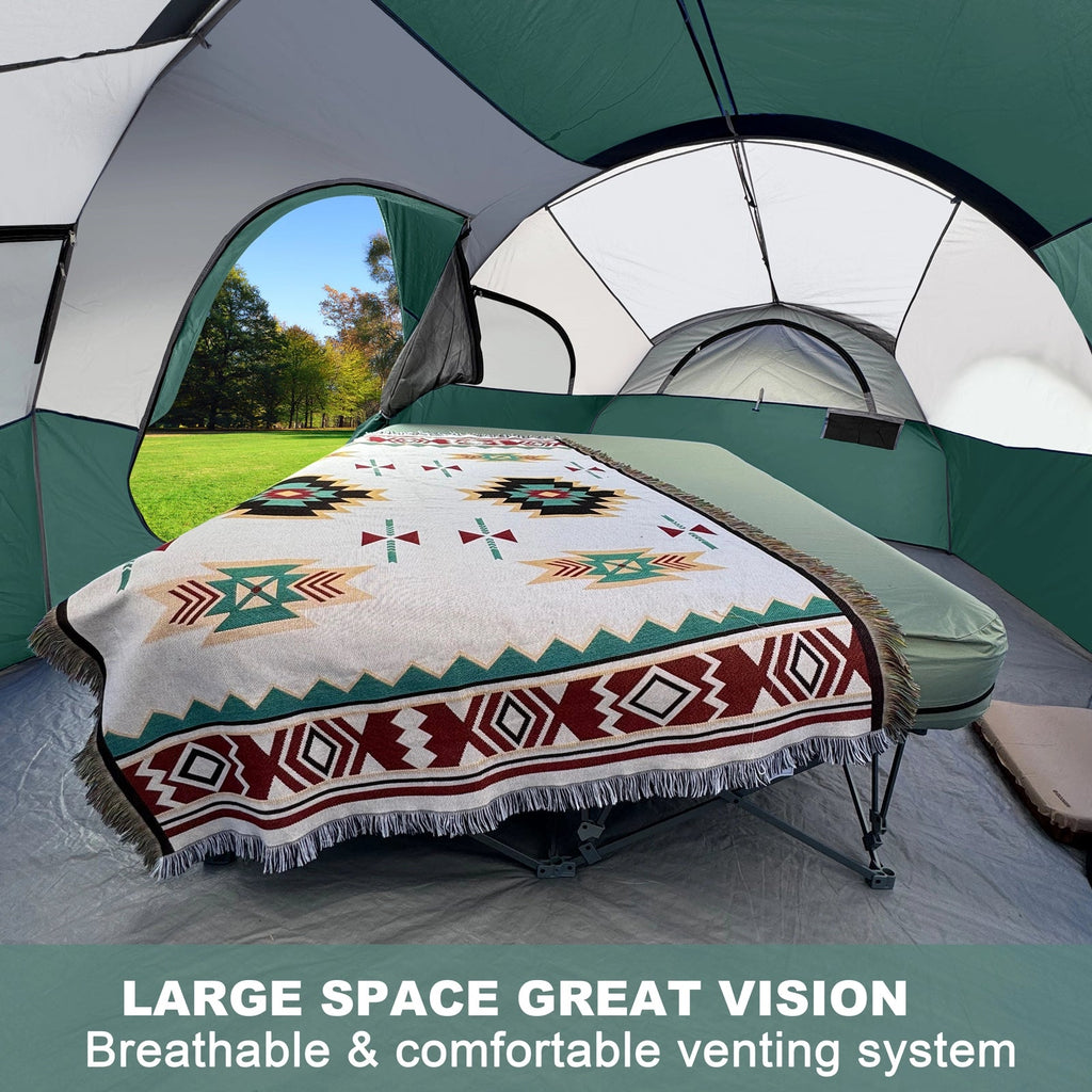 CAMPROS CP 8-Person Family Camping Tent | Rainproof Heavy Duty 2-Room Dome Tent, Easy 5-Min Setup - Camping Tents - CAMPROS CP