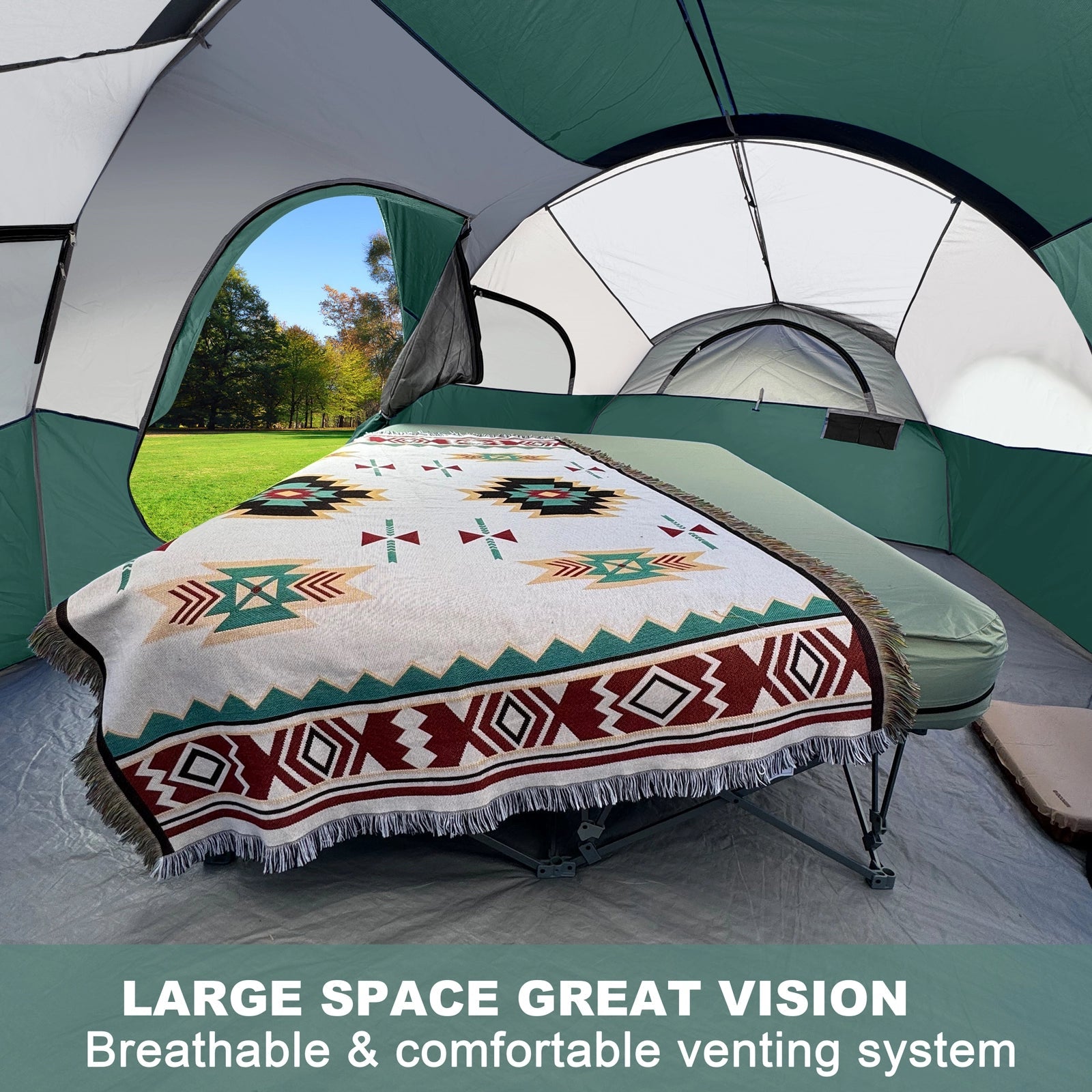 CAMPROS CP 8-Person Family Camping Tent | Rainproof Heavy Duty 2-Room Dome Tent, Easy 5-Min Setup - Camping Tents - CAMPROS CP