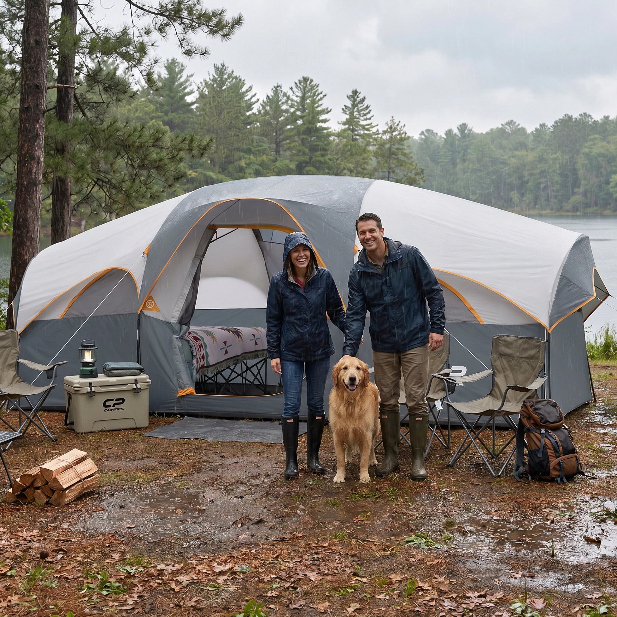 CAMPROS CP 8-Person Family Camping Tent | Rainproof Heavy Duty 2-Room Dome Tent, Easy 5-Min Setup - Camping Tents - CAMPROS CP