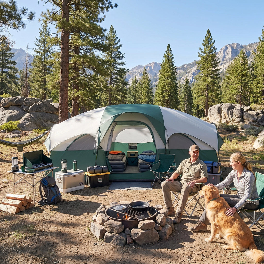 CAMPROS CP 8-Person Family Camping Tent | Rainproof Heavy Duty 2-Room Dome Tent, Easy 5-Min Setup - Camping Tents - CAMPROS CP