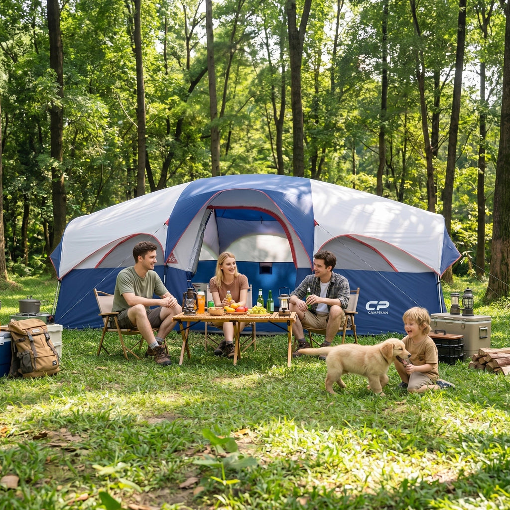 CAMPROS CP 8-Person Family Camping Tent | Rainproof Heavy Duty 2-Room Dome Tent, Easy 5-Min Setup - Camping Tents - CAMPROS CP