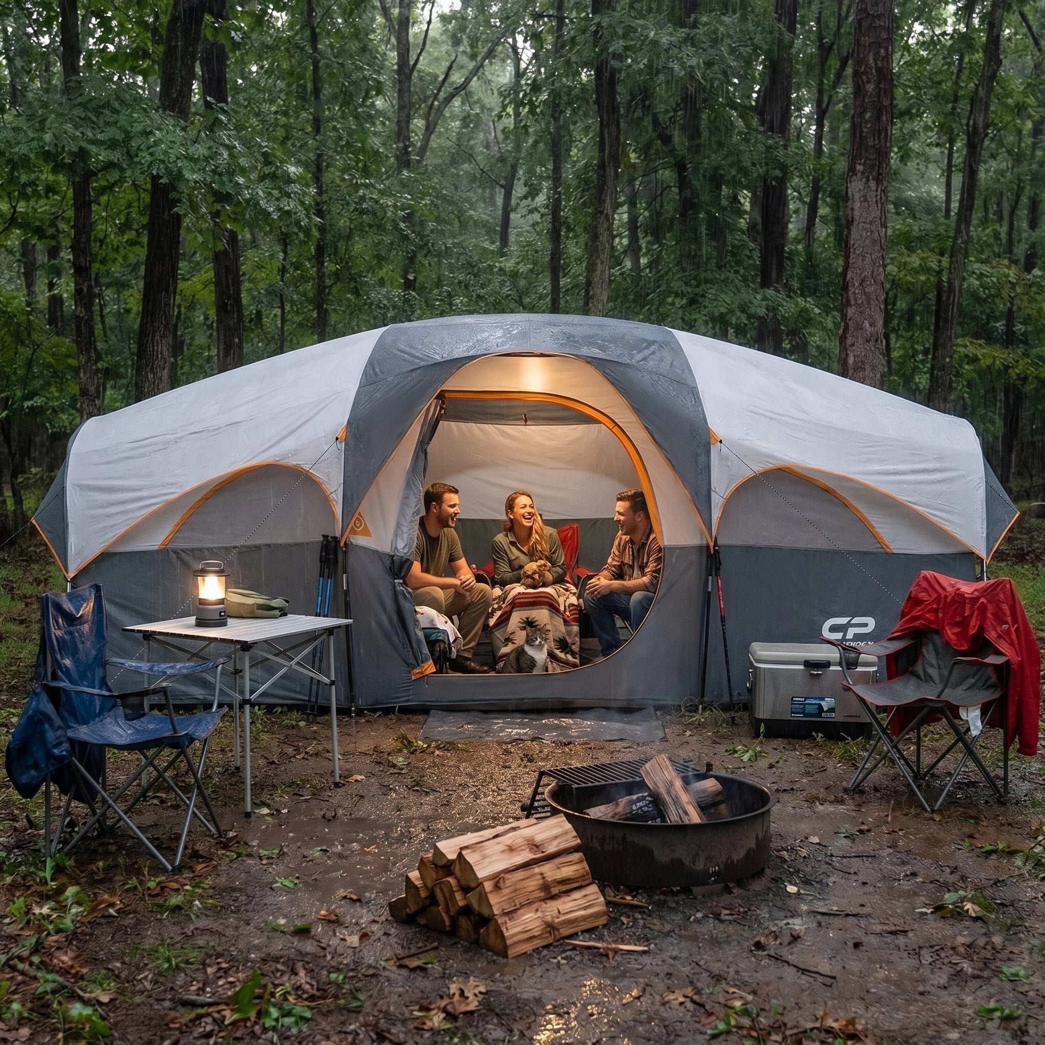 CAMPROS CP 8-Person Family Camping Tent | Rainproof Heavy Duty 2-Room Dome Tent, Easy 5-Min Setup - Camping Tents - CAMPROS CP