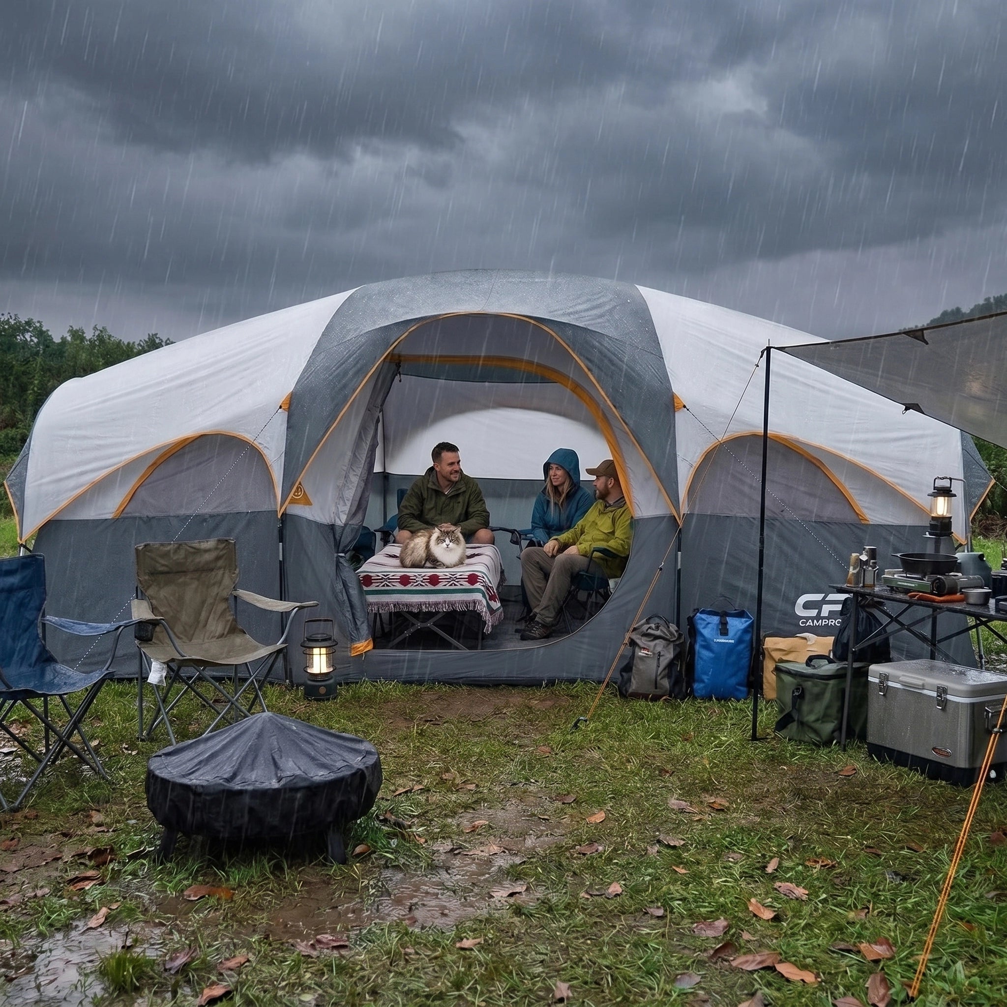 CAMPROS CP 8-Person Family Camping Tent | Rainproof Heavy Duty 2-Room Dome Tent, Easy 5-Min Setup - Camping Tents - CAMPROS CP