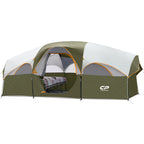 CAMPROS CP 8-Person Family Camping Tent | Rainproof Heavy Duty 2-Room Dome Tent, Easy 5-Min Setup - Camping Tents - CAMPROS CP