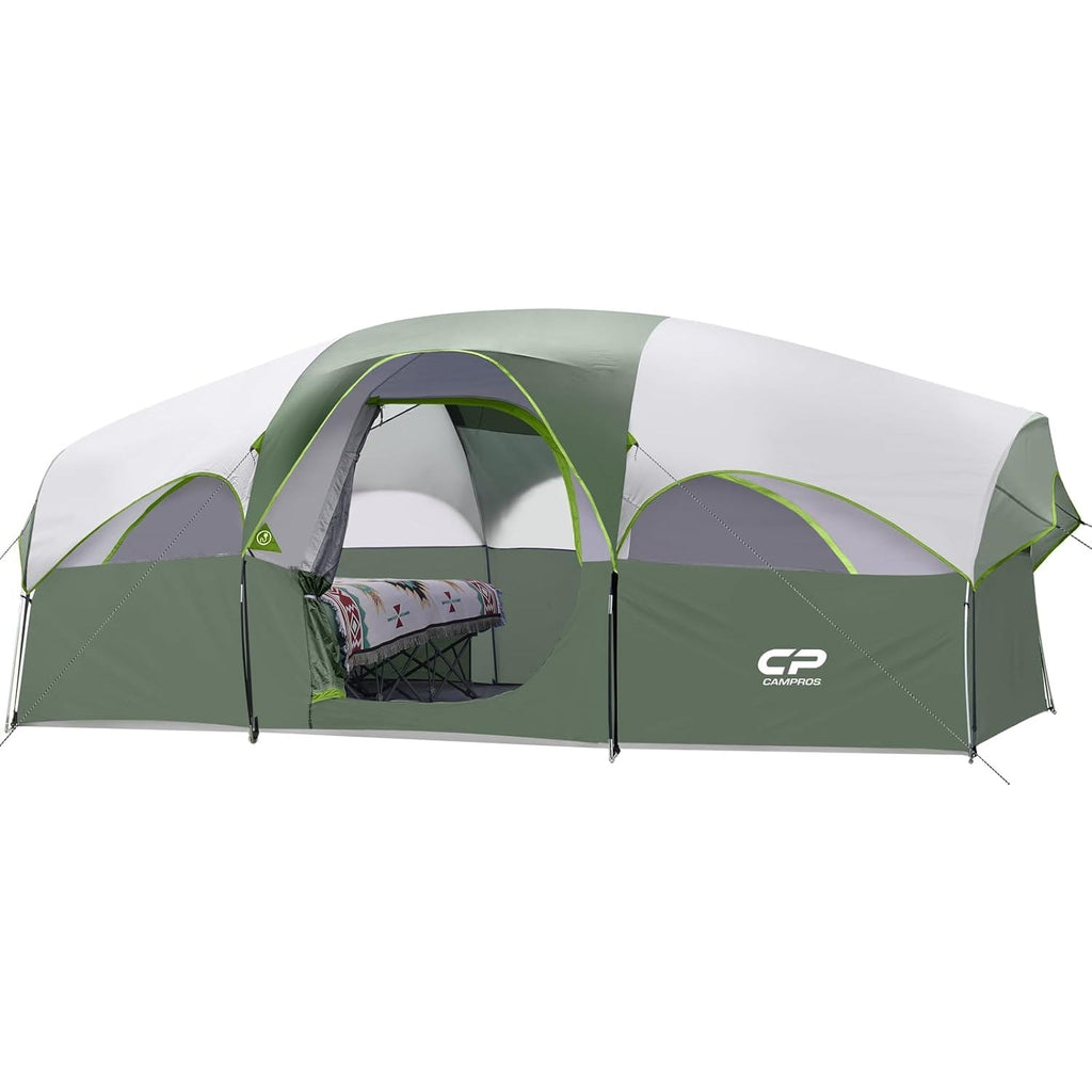 CAMPROS CP 8 - Person Family Tent: 5 - Minute Easy Setup, Weatherproof Cabin Tent with Room Divider - Camping Tents - CAMPROS CP