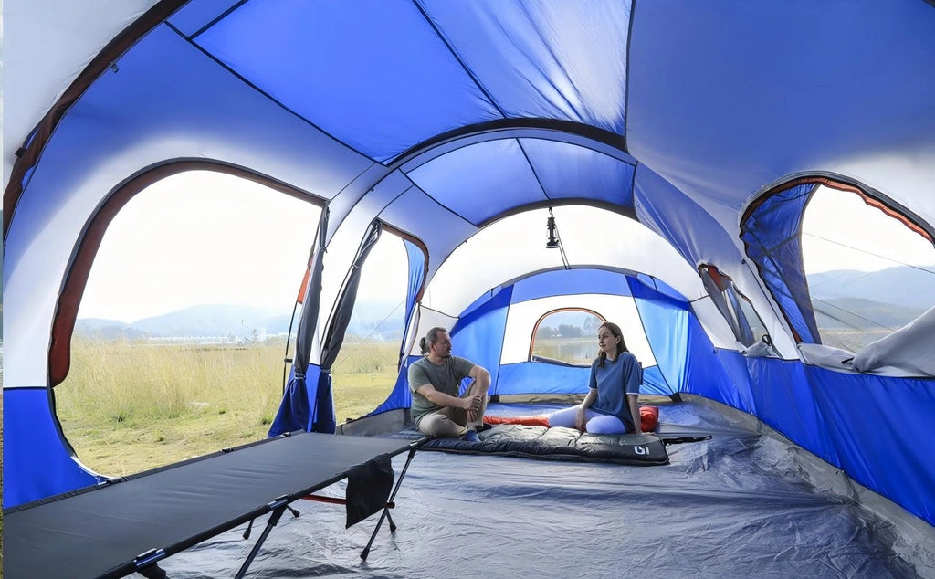 CAMPROS CP Tent 12-Person-Camping-Tents,3 Room Family Tents,Waterproof Windproof Family Tent with Top Rainfly,6 Large Mesh Windows,Double Layer,Easy Set Up, Portable with Carry Bag - CAMPROS CP