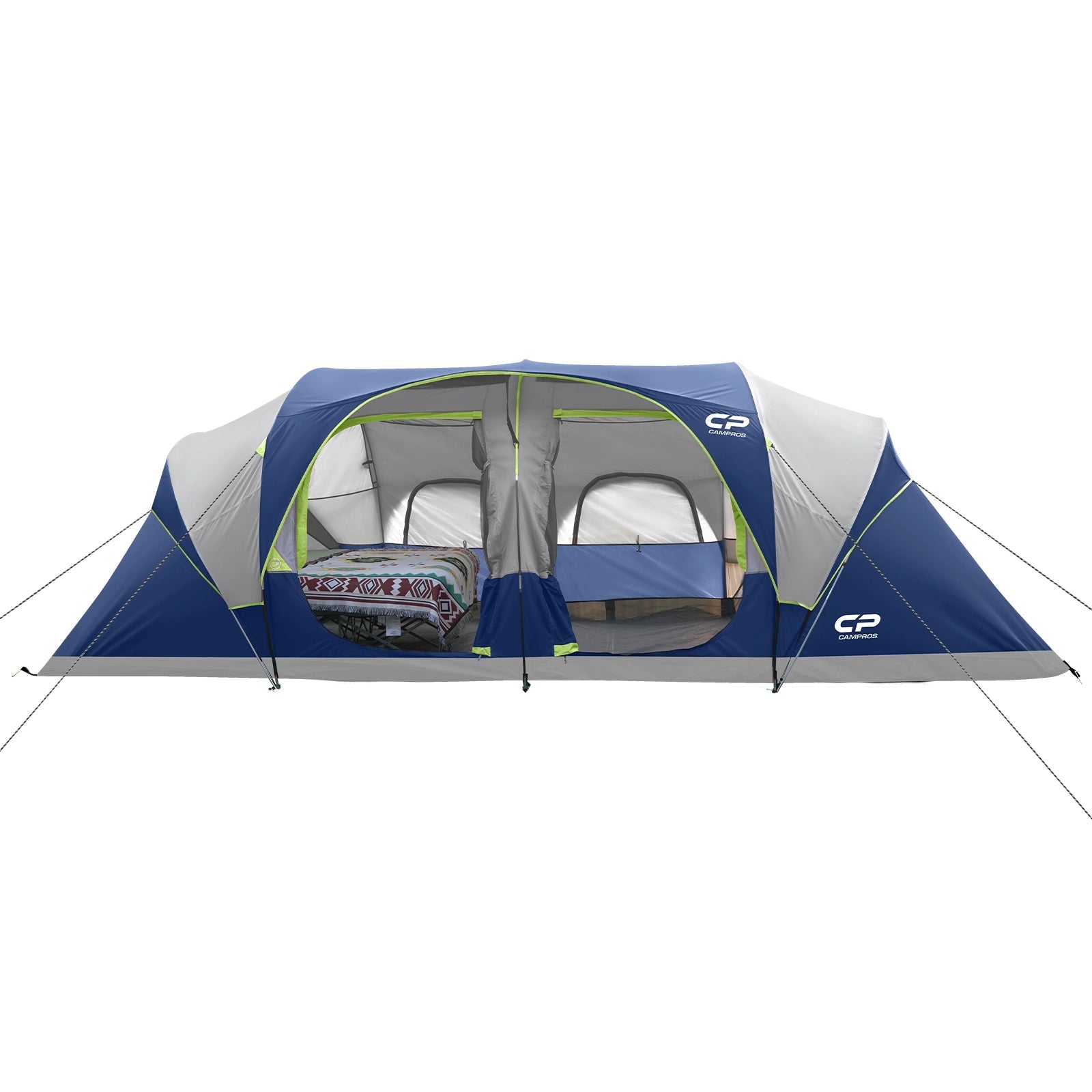 CAMPROS CP Tent 12-Person-Camping-Tents,3 Room Family Tents,Waterproof Windproof Family Tent with Top Rainfly,6 Large Mesh Windows,Double Layer,Easy Set Up, Portable with Carry Bag - CAMPROS CP