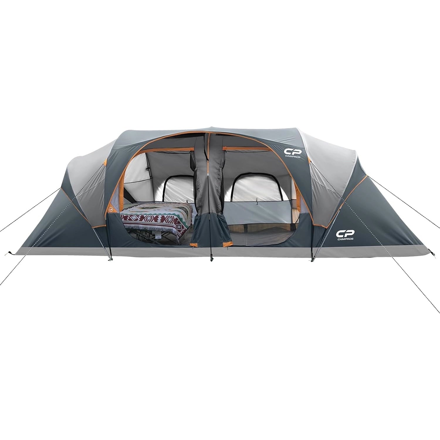 CAMPROS CP Tent 12-Person-Camping-Tents,3 Room Family Tents,Waterproof Windproof Family Tent with Top Rainfly,6 Large Mesh Windows,Double Layer,Easy Set Up, Portable with Carry Bag - CAMPROS CP