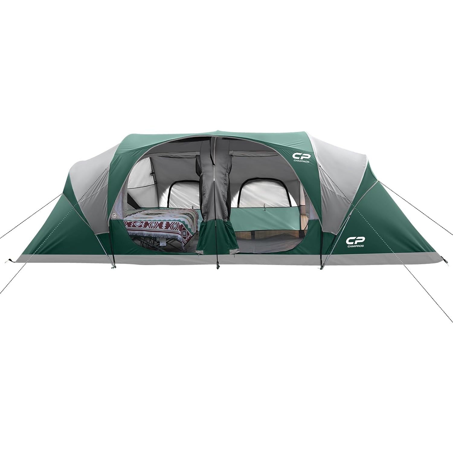 CAMPROS CP Tent 12-Person-Camping-Tents,3 Room Family Tents,Waterproof Windproof Family Tent with Top Rainfly,6 Large Mesh Windows,Double Layer,Easy Set Up, Portable with Carry Bag - CAMPROS CP