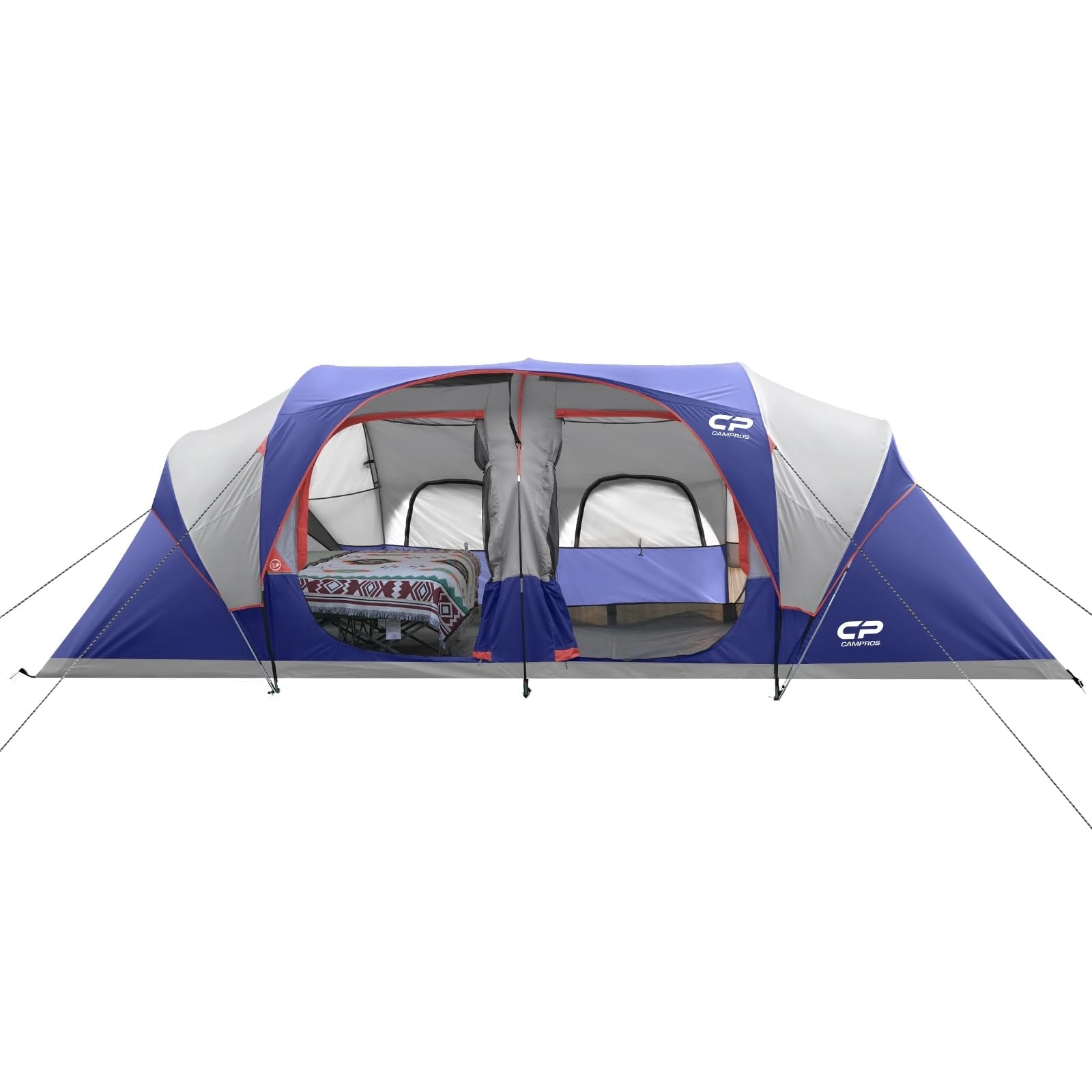 CAMPROS CP Tent 12-Person-Camping-Tents,3 Room Family Tents,Waterproof Windproof Family Tent with Top Rainfly,6 Large Mesh Windows,Double Layer,Easy Set Up, Portable with Carry Bag - CAMPROS CP