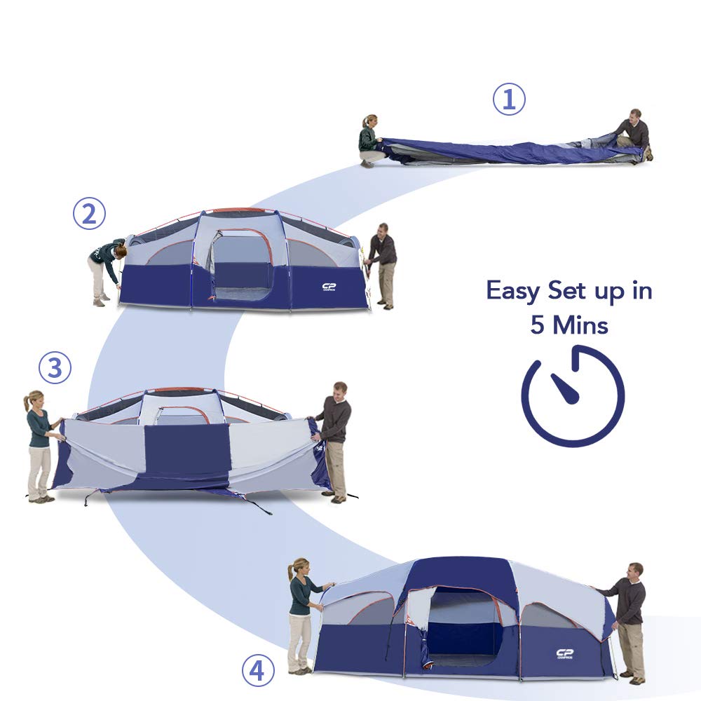 8 Person Camping Tent | 2 Rooms