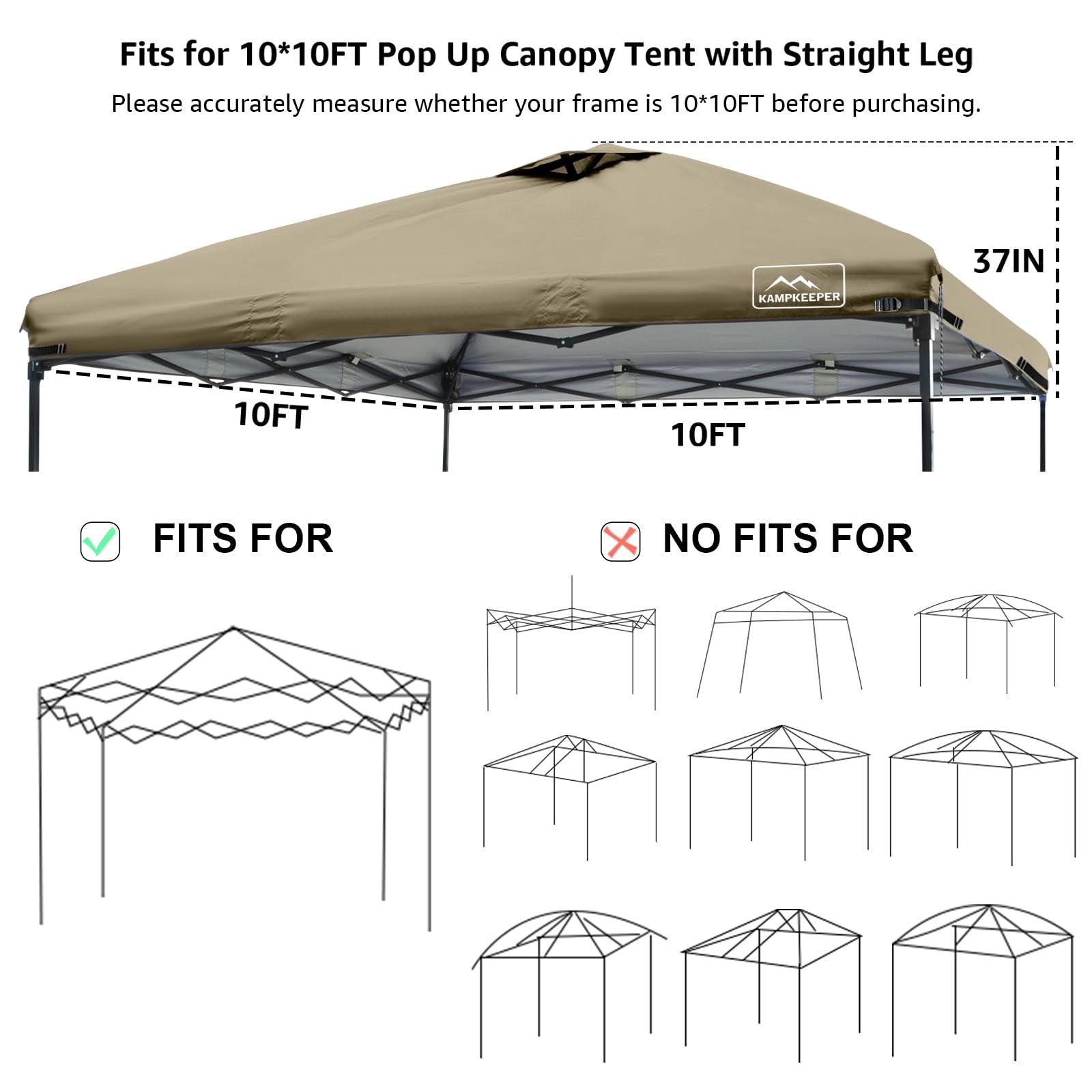 Replacement Canopy Top with Air Vent UV Waterproof ,10x10FT