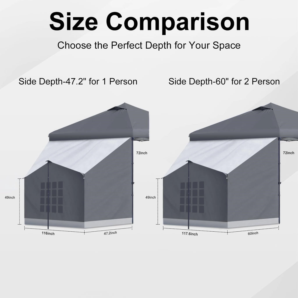 Side Tent, 1-2 Person Camping Tent for 10'x10' Pop Up Canopy