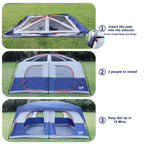 12 Person Extra Large Family Cabin Tent, Waterproof Windproof Easy Setup