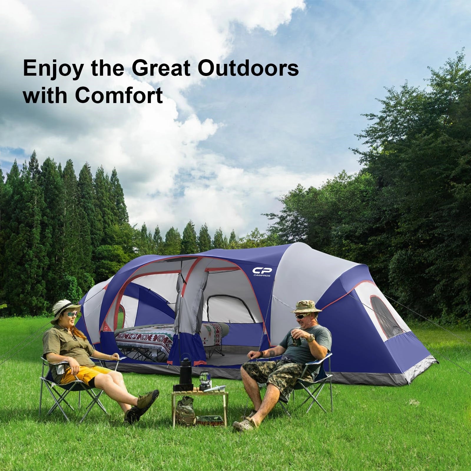 CAMPROS CP Tent 12-Person-Camping-Tents,3 Room Family Tents,Waterproof