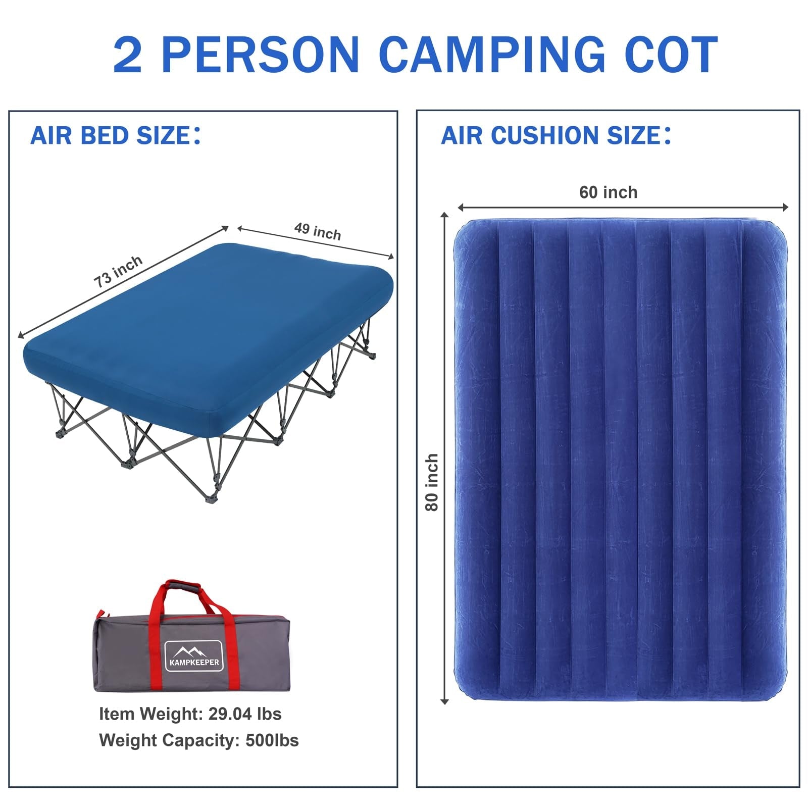 Portable Folding Camping Cot with Air Mattress for Adults | Outdoor Camping & Travel Bed(Air Pump Not Included) - CAMPROS CP