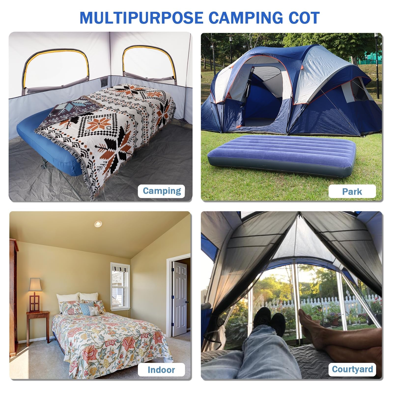 Portable Folding Camping Cot with Air Mattress for Adults | Outdoor Camping & Travel Bed(Air Pump Not Included) - CAMPROS CP
