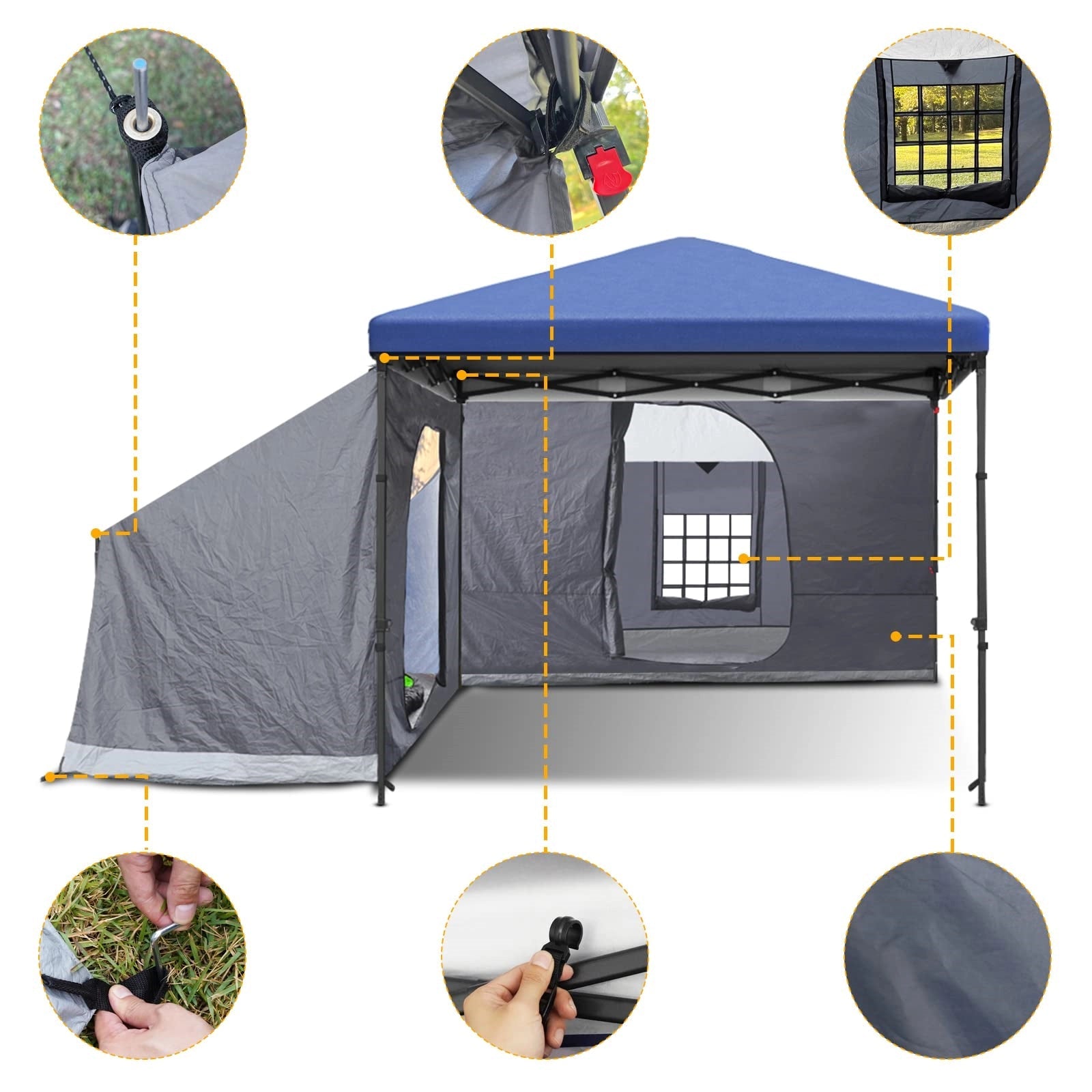 Side Tent, 1-2 Person Camping Tent for 10'x10' Pop Up Canopy – CAMPROS CP